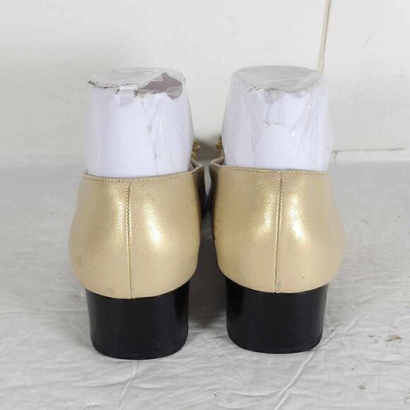 Salvatore Ferragamo Women's US 9 4A Gold Leather Cap Toe Bow Pump Shoes - Picture 10 of 14